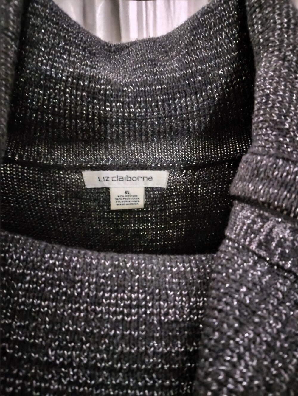 Liz Claiborne Charcoal Gray Cowl Neck Sweater Dress Size XL - Picture 2 of 4